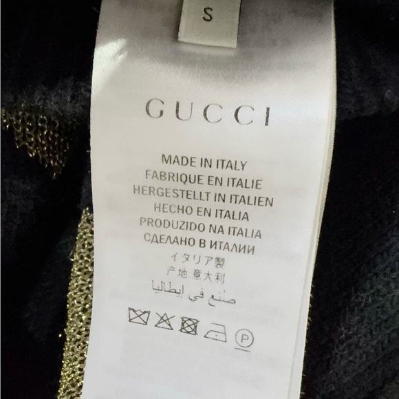 Authentic Gucci Black Cardigan with Gold Heart and Star Accents - Picture 5 of 6